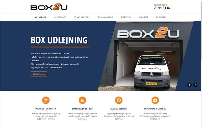 Webdesign referencer - Professionel hjemmeside til Box2U box udlejning