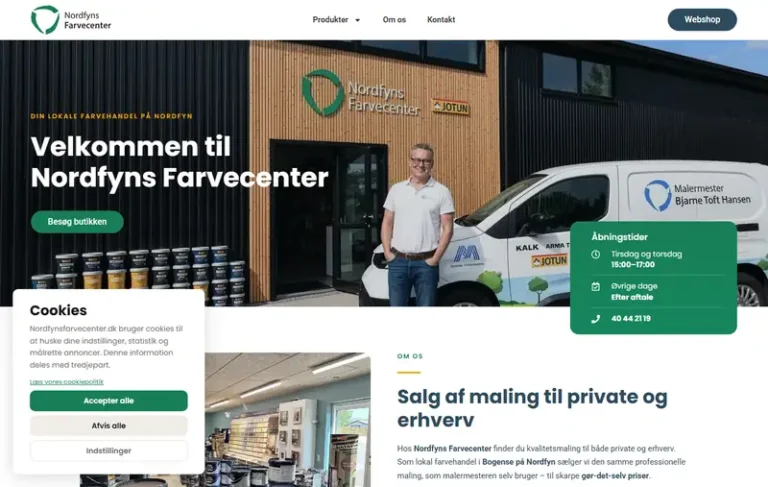 Screenshot af Nordfyns Farvecenter